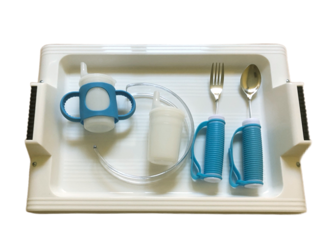 Набор посуды для инвалидов с подносом на ходунки